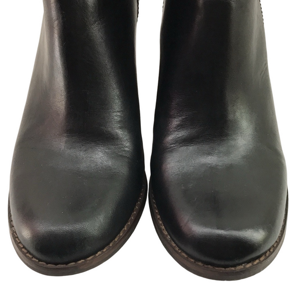 LUCKY BRAND Yolene Black Leather Ankle Booties w/3.5" Stacked Wedge Heel—Sz 9M - Picture 12 of 16